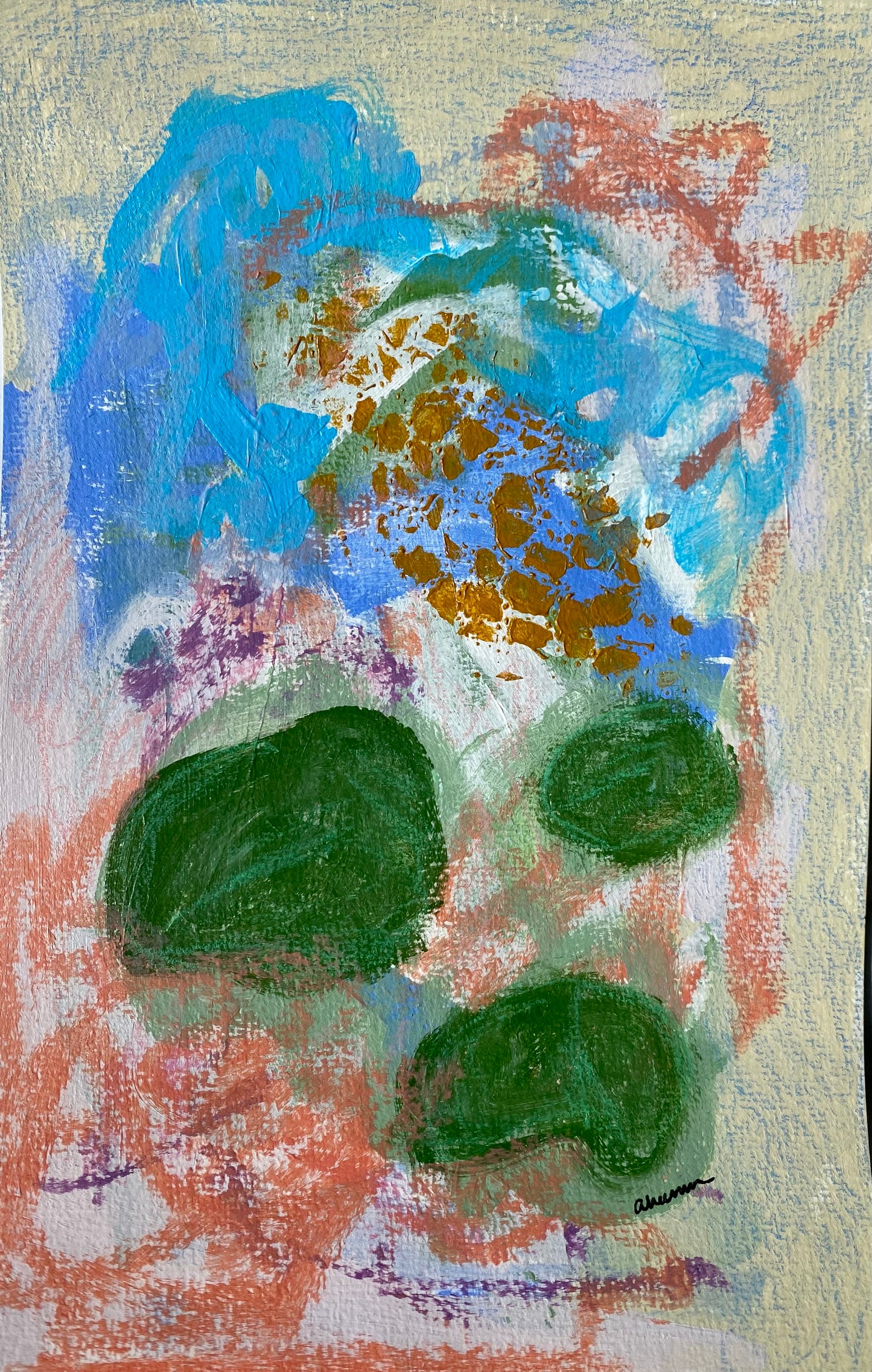Embracing - Lily Pads 10, 6x9" Mixed Media on Paper