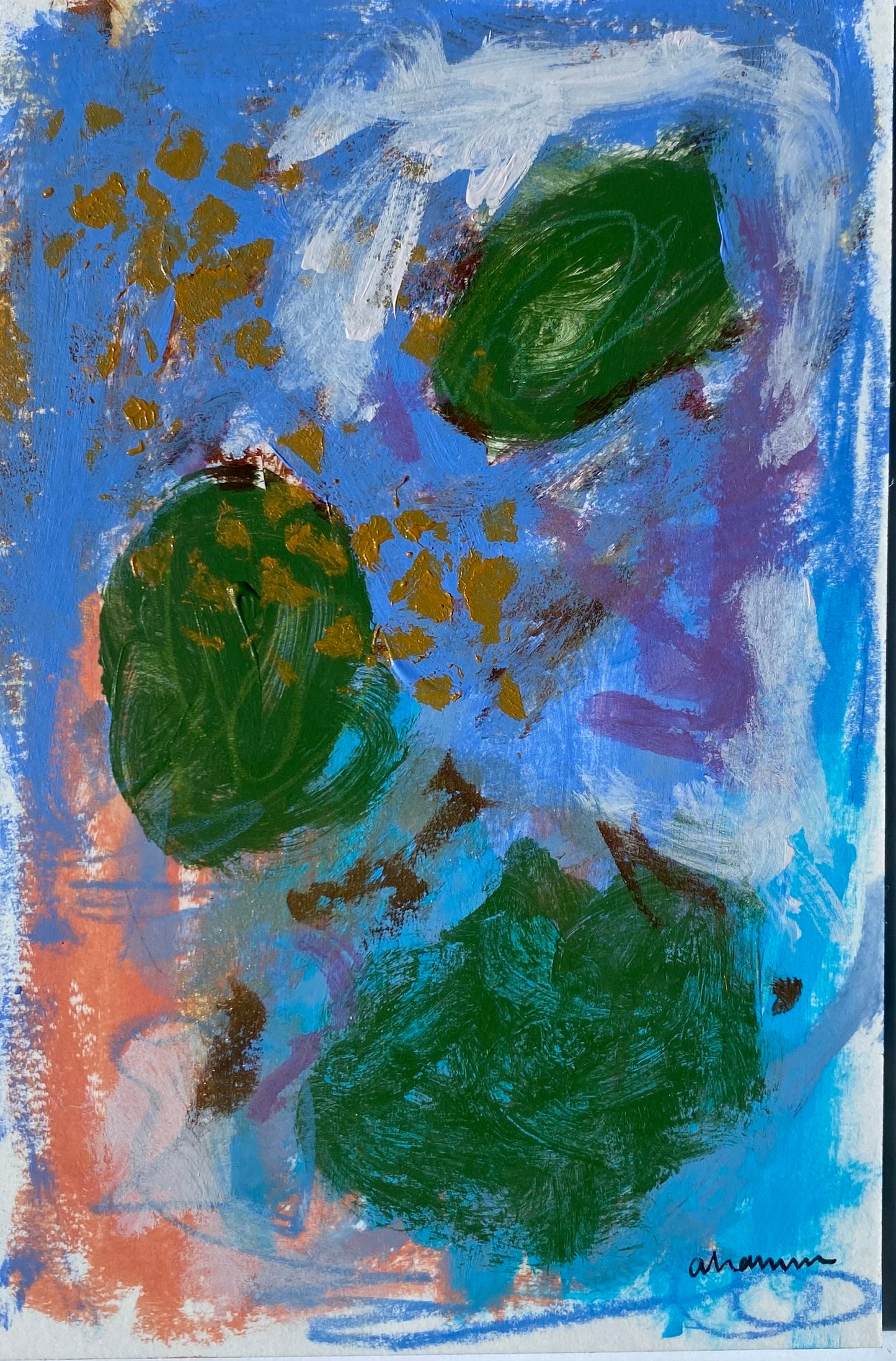 Yield - Lily Pads 6, 4x6" Mixed Media on Paper