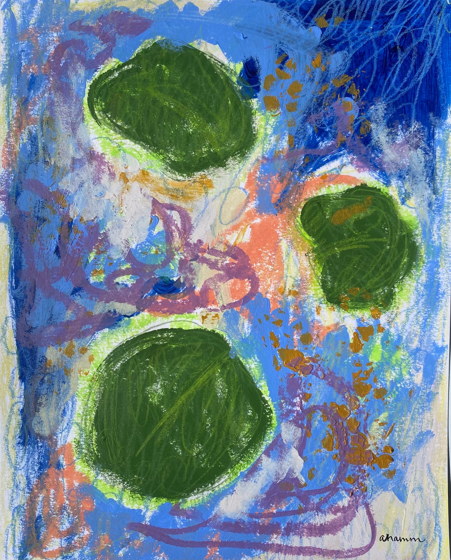 Liberation - Lily Pads 8, 8x10" Mixed Media on Paper