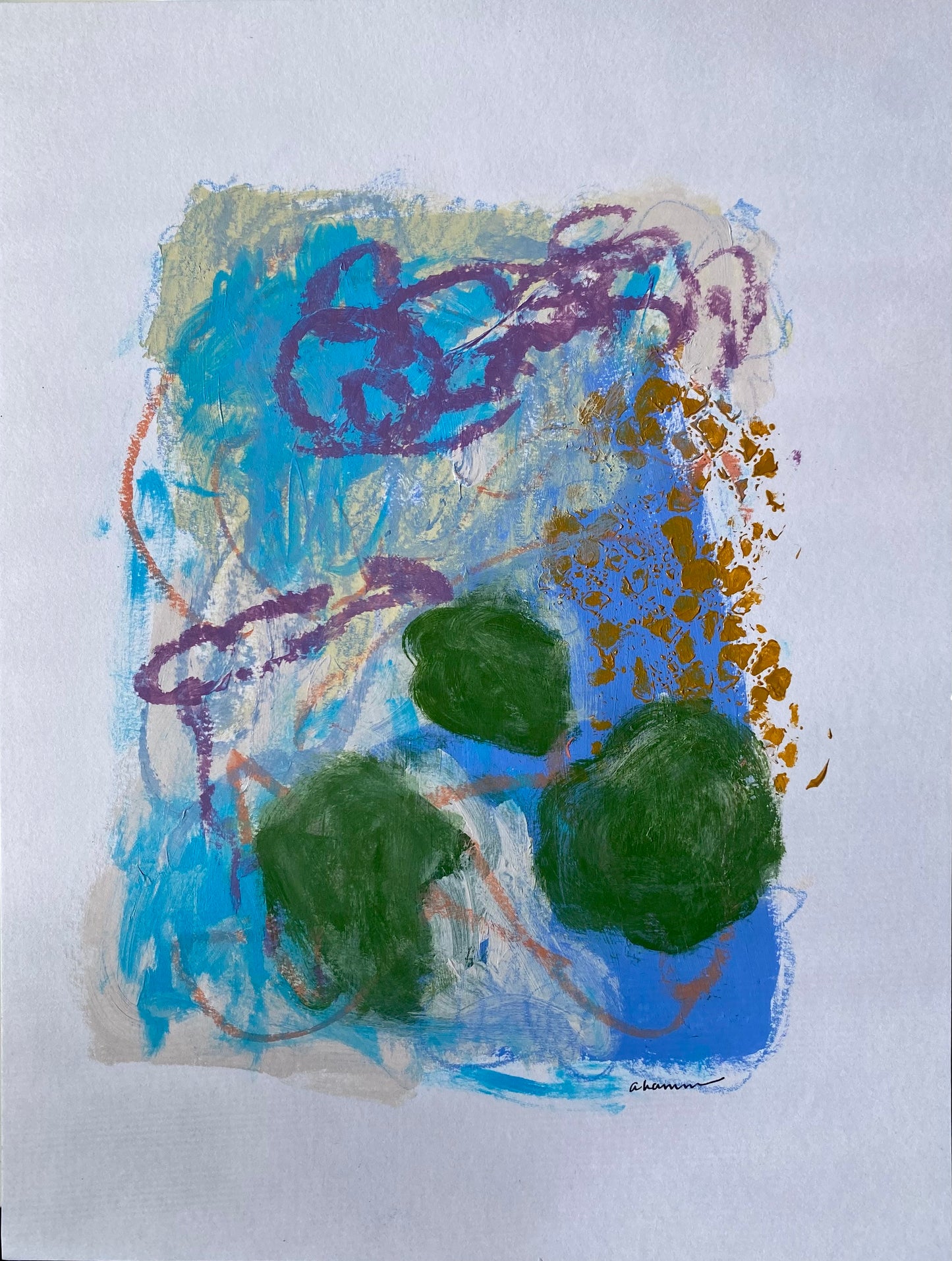 Rebirth - Lily Pads 9, 9x12" Mixed Media on Paper