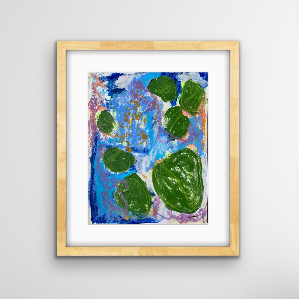 Renewal - Lily Pads 18, 8x10" Mixed Media on Paper (Framed)