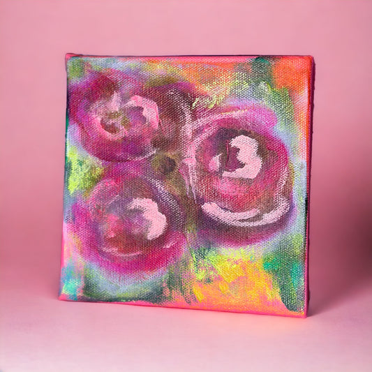 You Deserve Flowers Everyday - 6x6" Floral Acrylic Painting