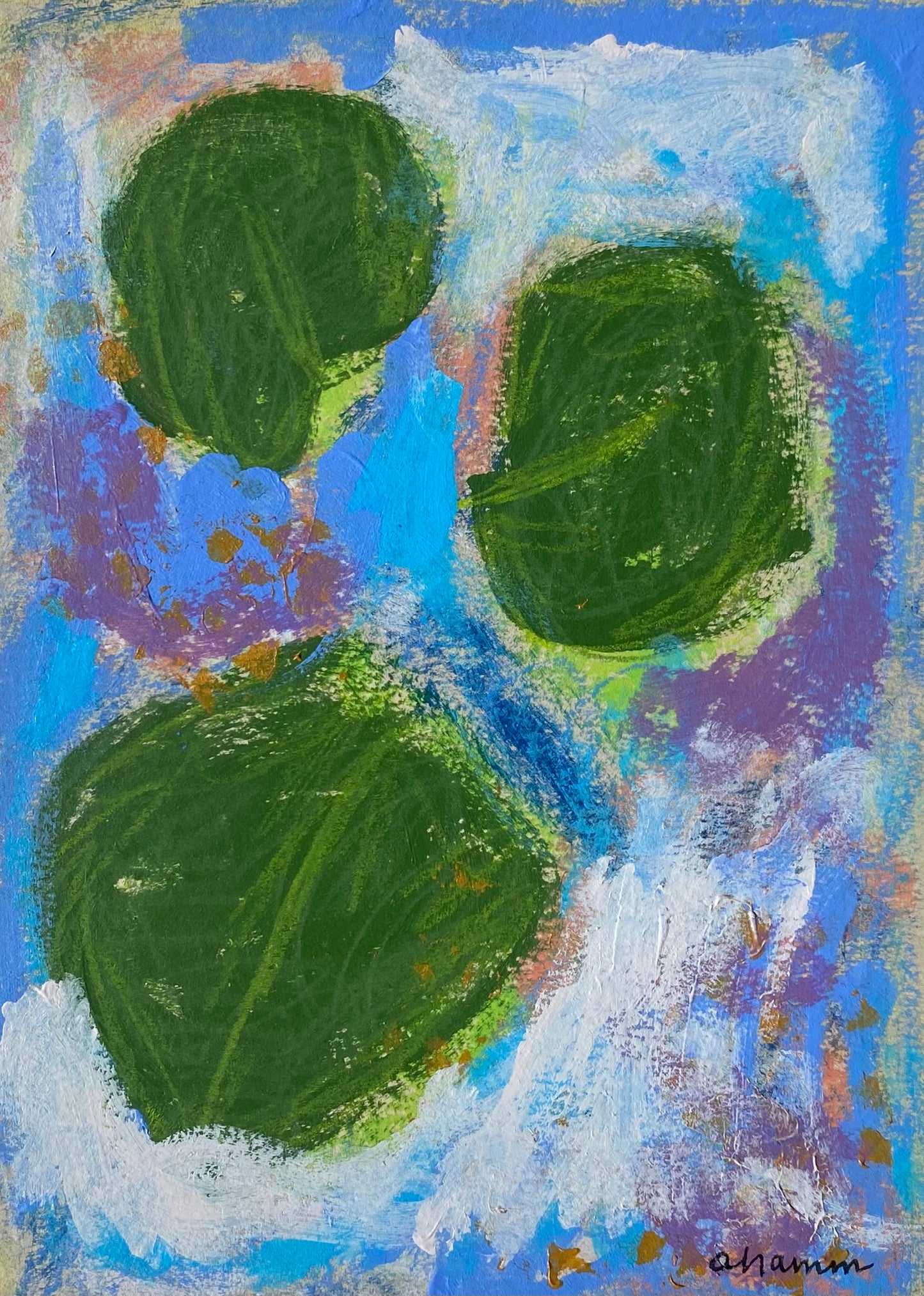 Embodying - Lily Pads 12, 5x7" Mixed Media on Paper