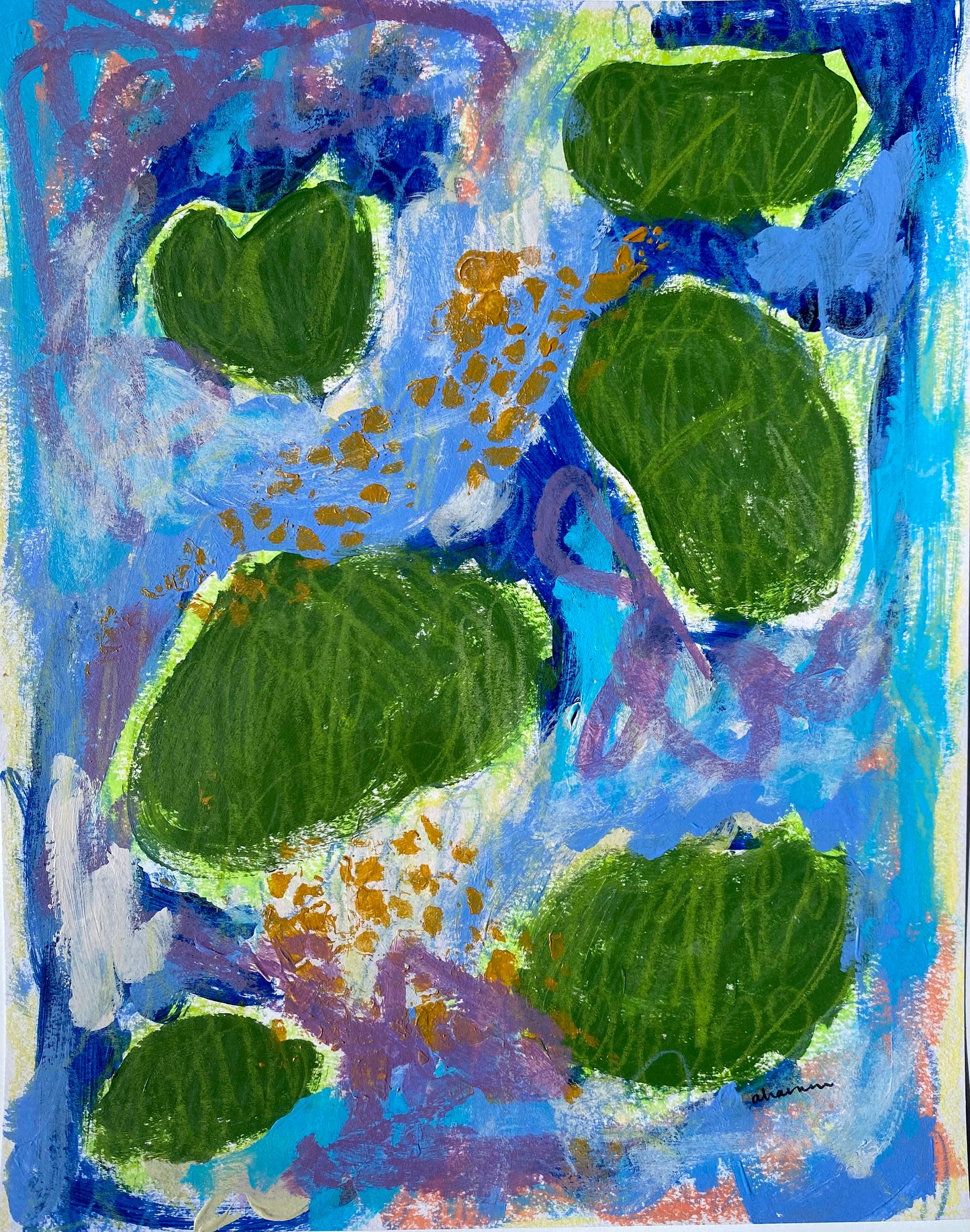 Pleasure - Lily Pads 13, 8x10" Mixed Media on Paper